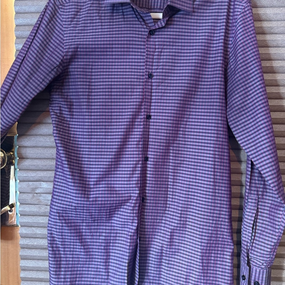HUGO Men's Purple Plaid Dress Shirt